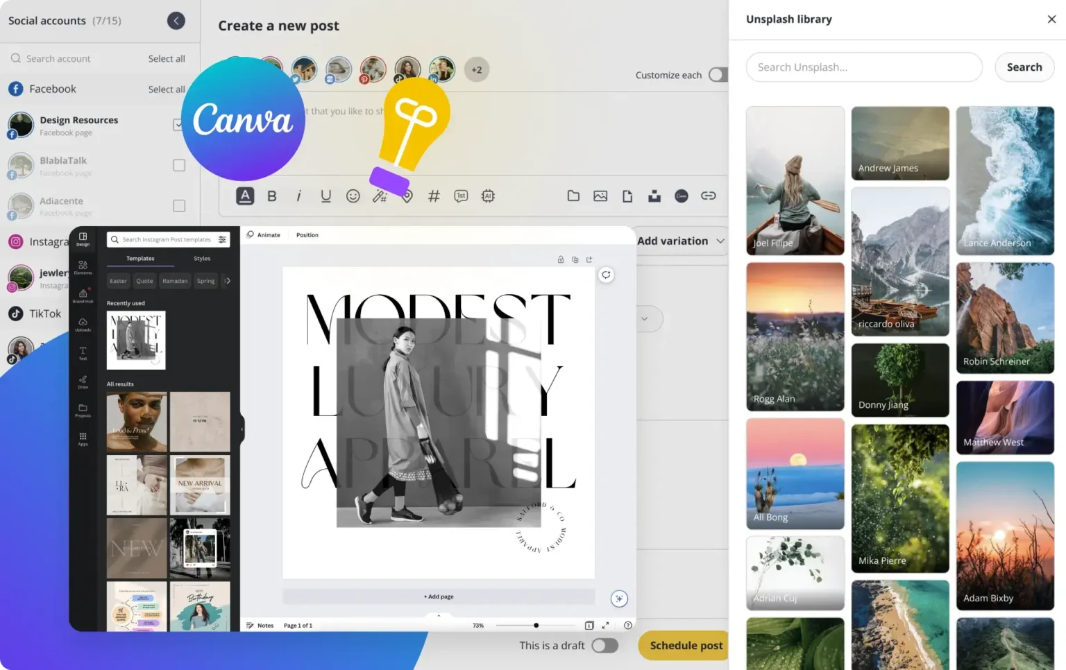 SocialBee Canva content creation