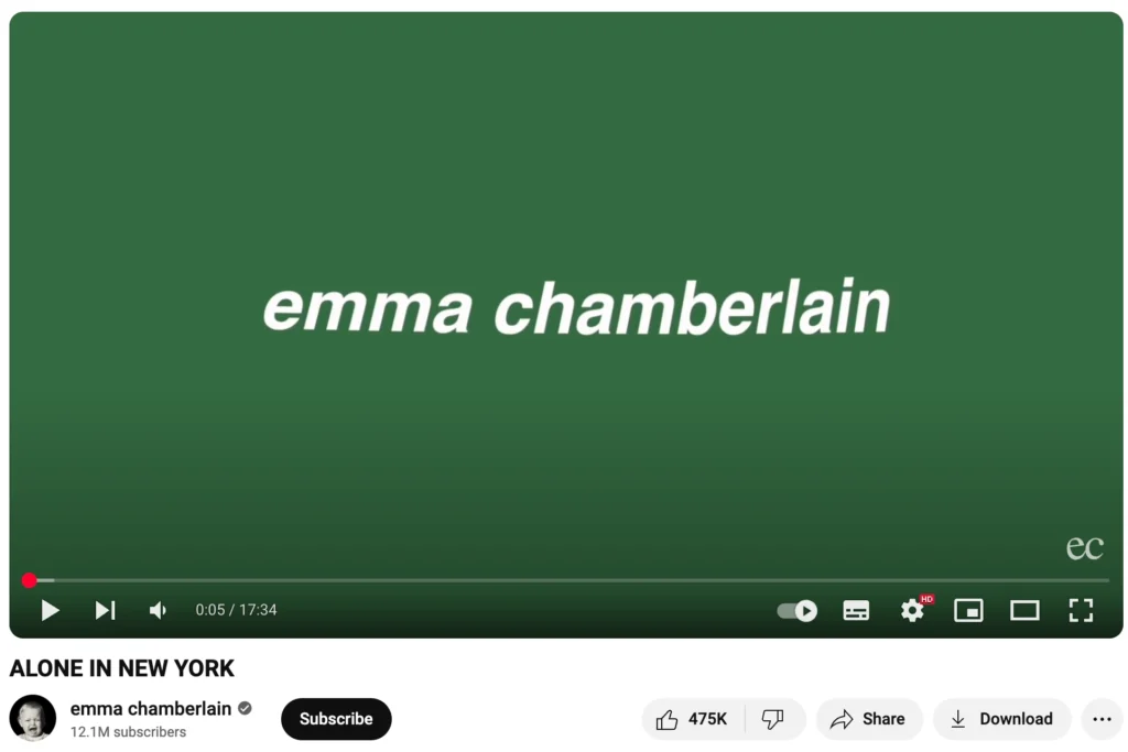 emma chamberlain yt intro