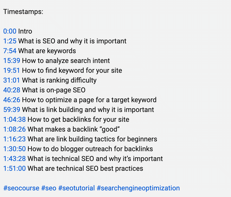 seo optimized timestamps