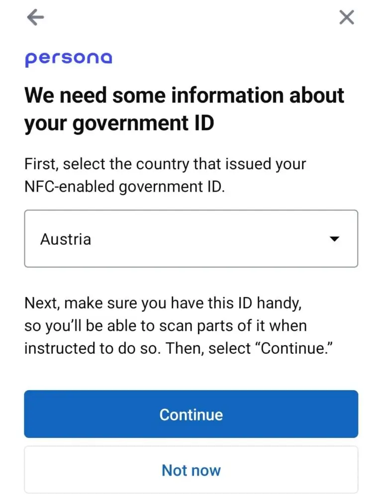 country verification on persona