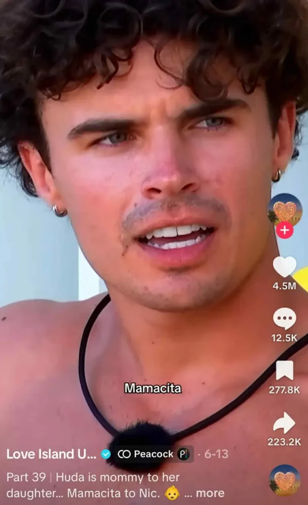 Nicolas Vansteenberghe from Love Island US Season 7 in a TikTok video.