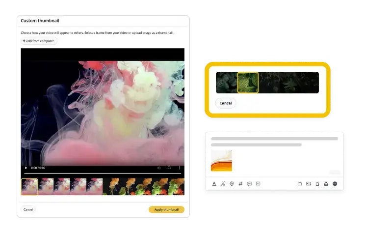 SocialBee feature for adding thumbnails to video posts