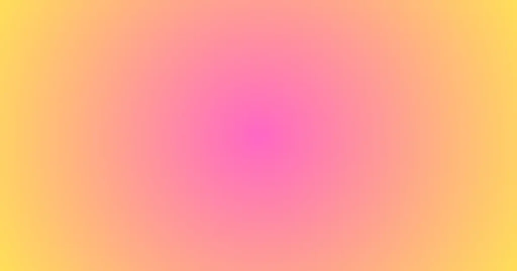 A smooth radial gradient background transitioning from bright pink at the center to warm peach and yellow tones toward the edges.