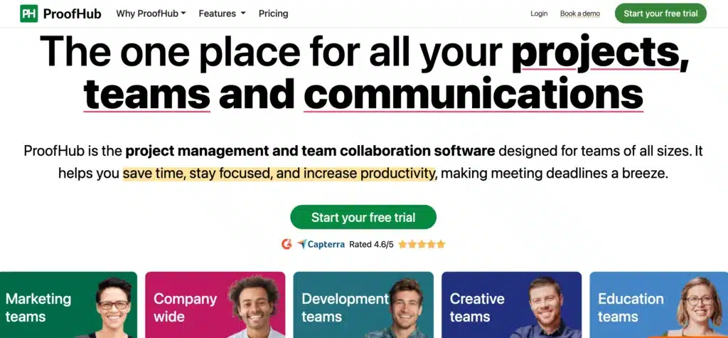 proofhub homepage
