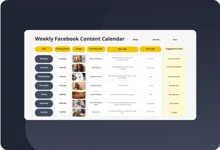 Facebook content calendar template by SocialBee
