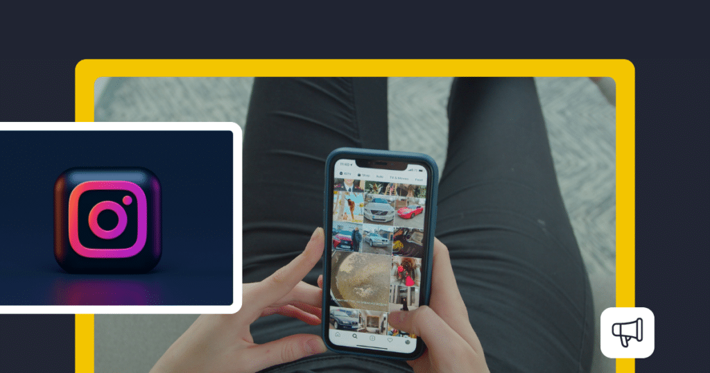 Un utilisateur faisant défiler son fil d'actualité Instagram sur son mobile, illustrant la découverte de contenu et l'engagement sur la plateforme.