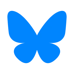 Bluesky logo with blue butterfly icon