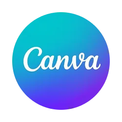 Canva logo with white script text on gradient circle