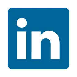 LinkedIn logo with white “in” on blue background