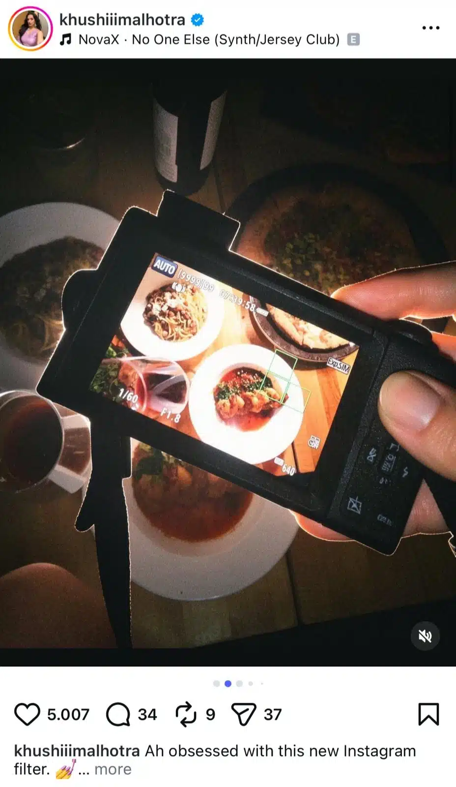 A carousel post showing a photo taken through a digital camera screen, creating a nostalgic early-2000s point-and-shoot aesthetic. The trend revolves around using AI flash filters or digital camera effects to make everyday moments look candid, cinematic, and vintage.
