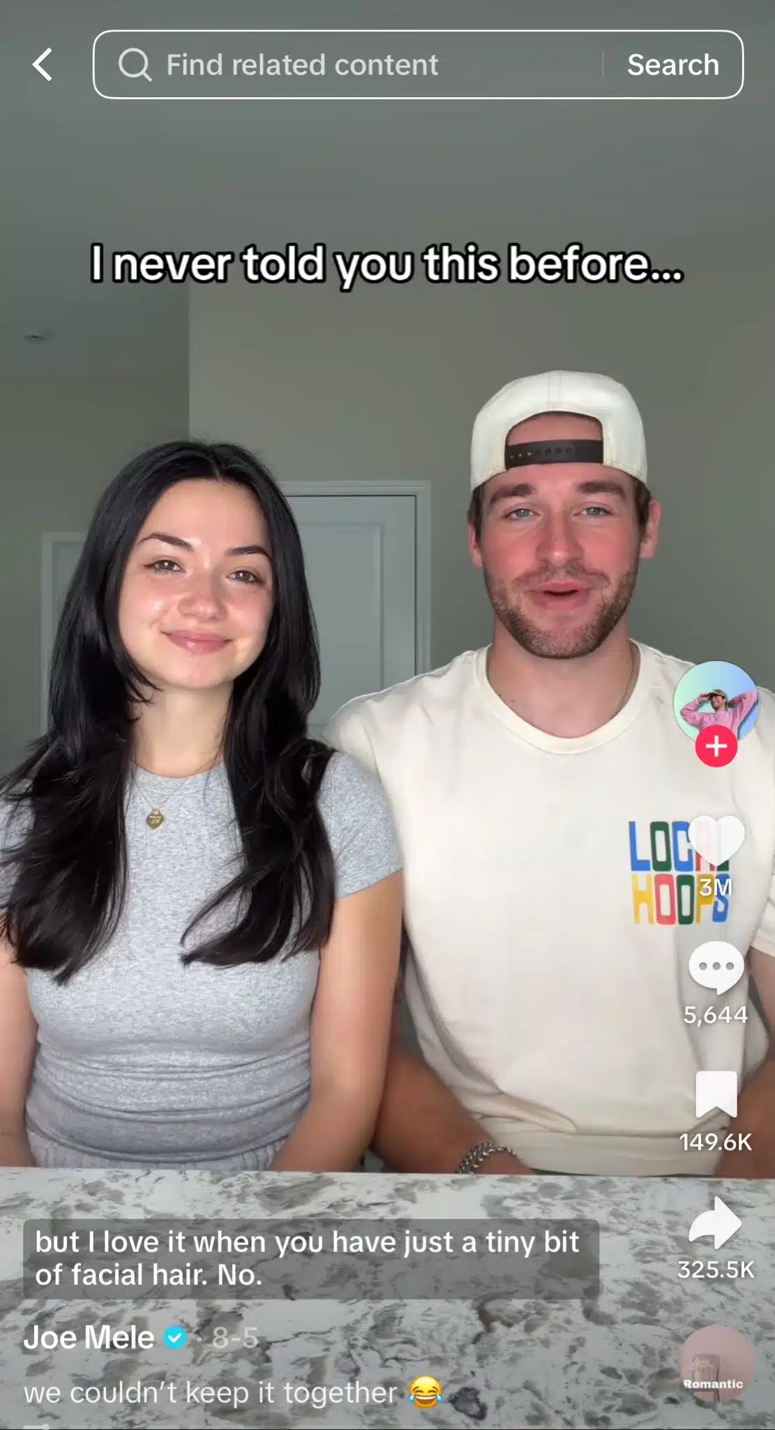 Woman and man sitting together and smiling at the camera, with text reading, “I never told you this before...”