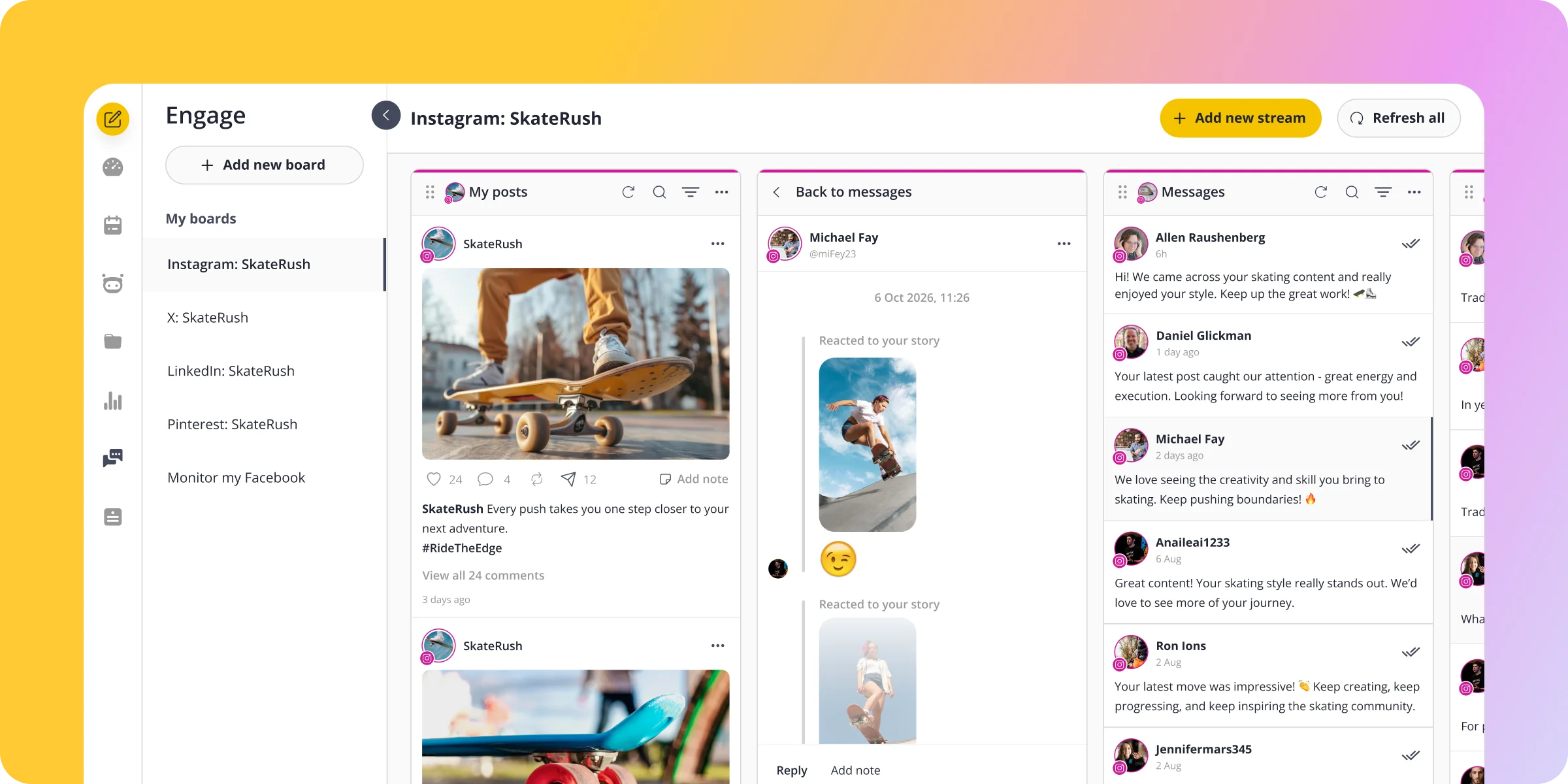 socialbee instagram engagement dashboard